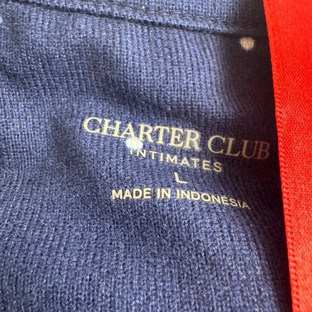 Charter Club Intimates NEW Pajama 2 Piece Set Women's Lrg Blue Long Sleeve Soft